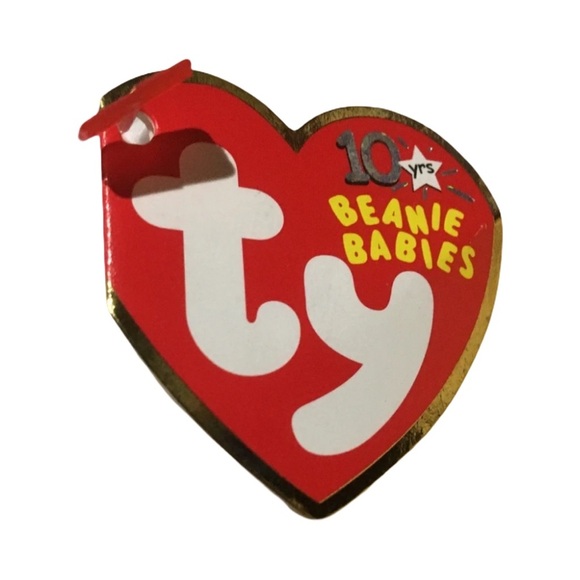 Retired Ty Beanie Baby Decade Sparkly White Anniversary Bear - Picture 6 of 12